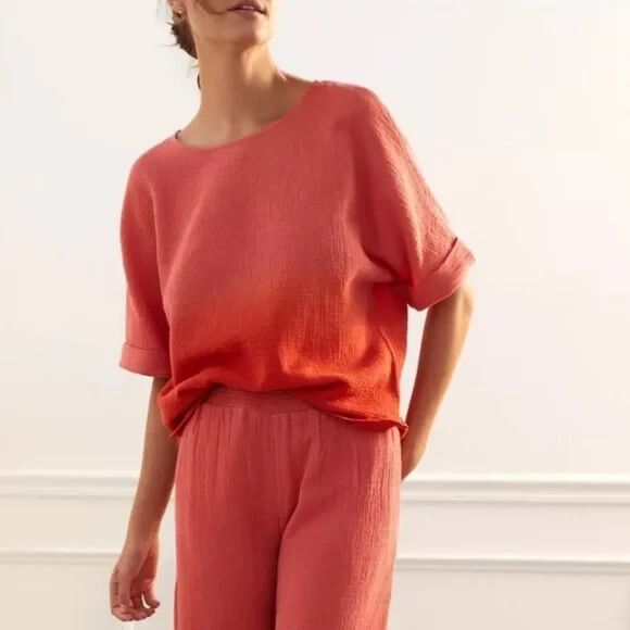 Dolan Left Coast Collection women’s Oversized Gauze TOP size XS Red Ombre Cotton - Picture 1 of 9